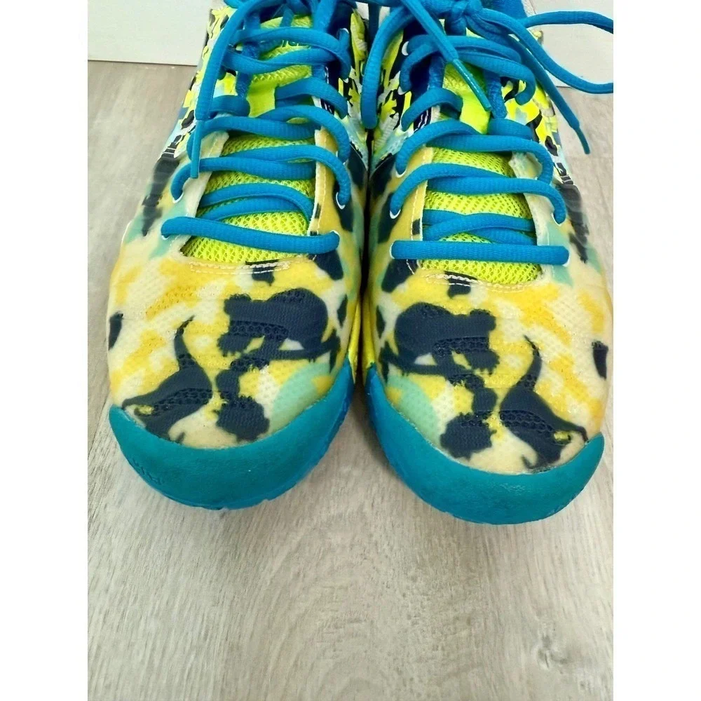 ASICS Gel Tennis Shoes Women Size 7 Australia Koala Kangaroo Print Blue Yellow
